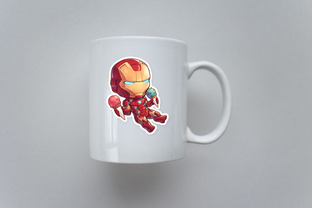 Chibi Iron Man Ice Cream Sticker