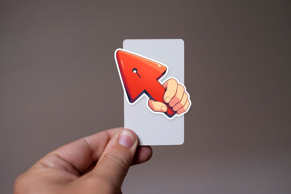 Hand Holding Red Arrow Sticker