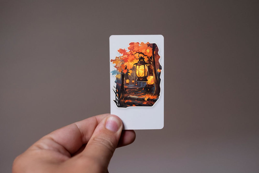 Autumn Park with Lanterns Sticker