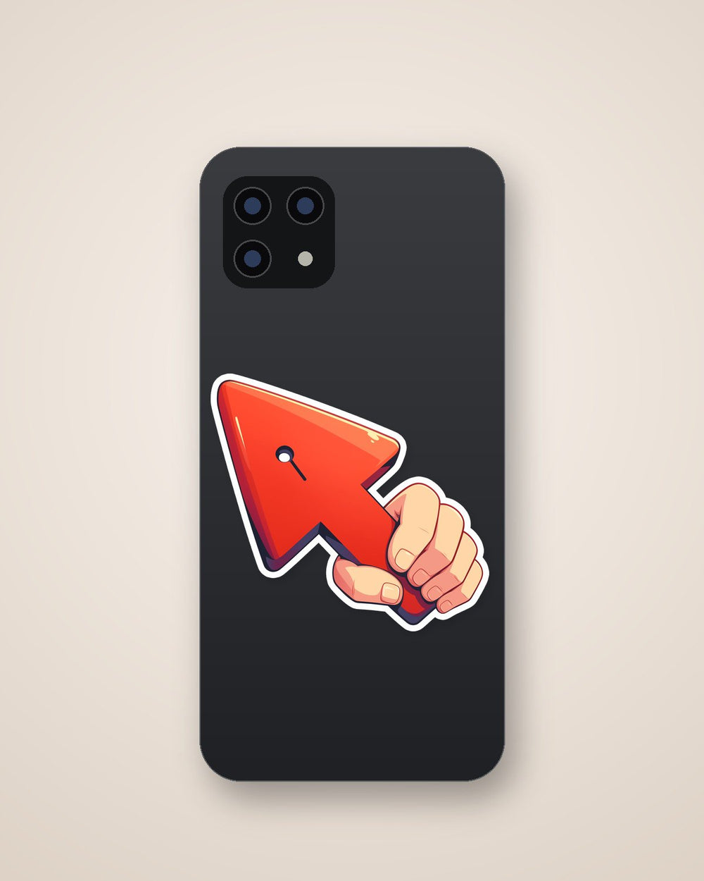 Hand Holding Red Arrow Sticker