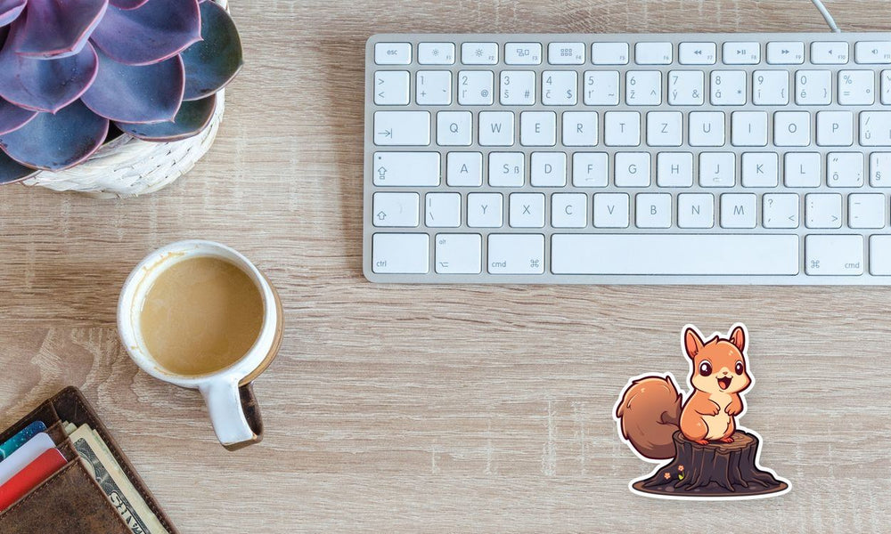 Cute Squirrel on Log Sticker