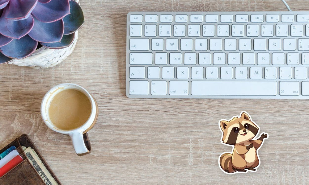 Cute Raccoon Waving Sticker