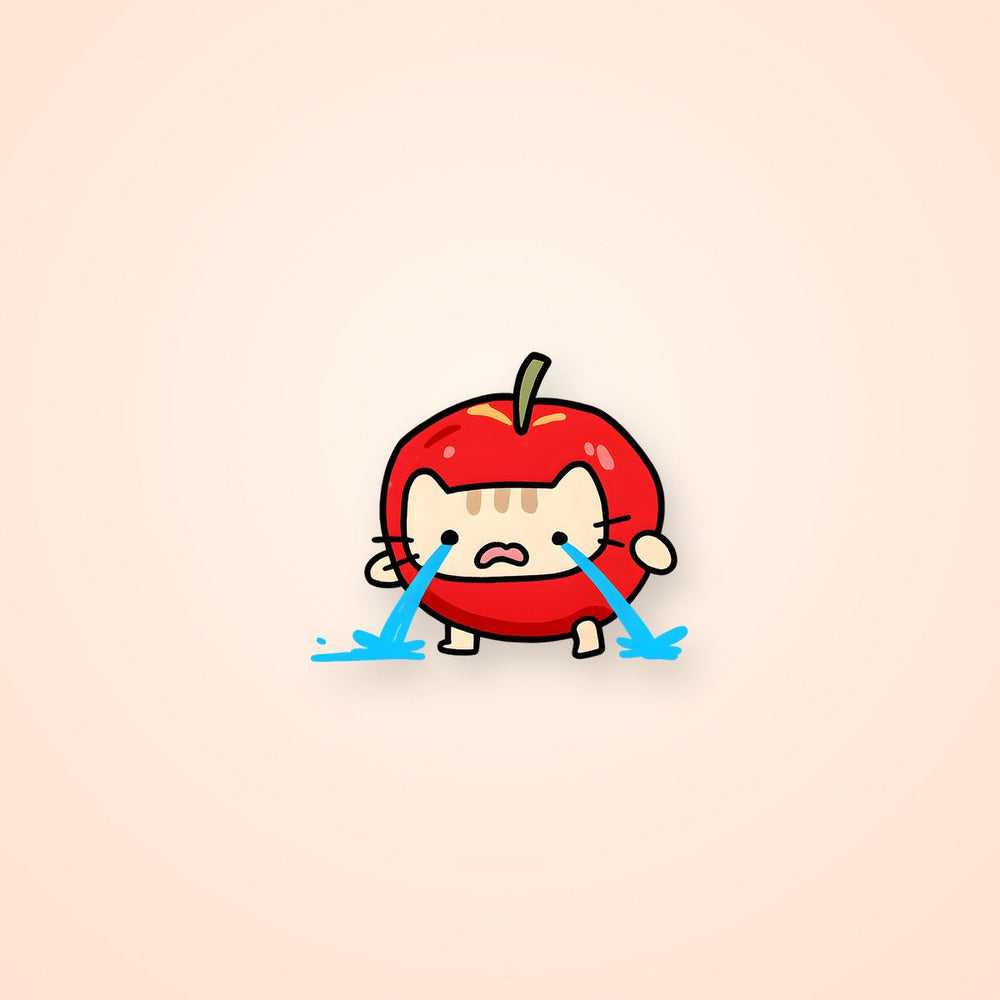 Crying Apple Cat Sticker