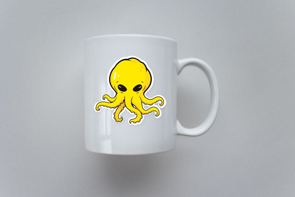 Yellow Octopus Cartoon Sticker