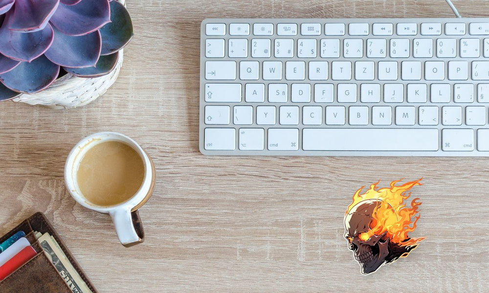 Burning Skull Art Sticker