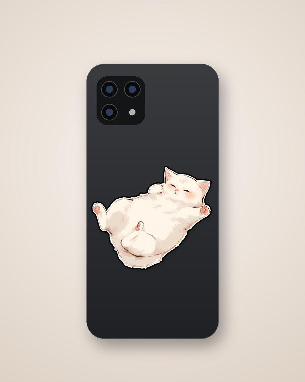 Lazy Chubby Cat Lying on Back Sticker