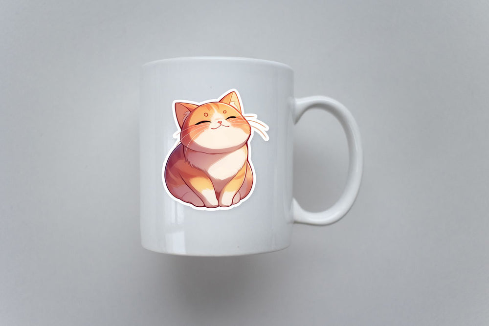 Cute Orange Cat Happy Smile Sticker