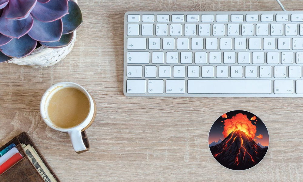 Volcano Eruption Round Sticker