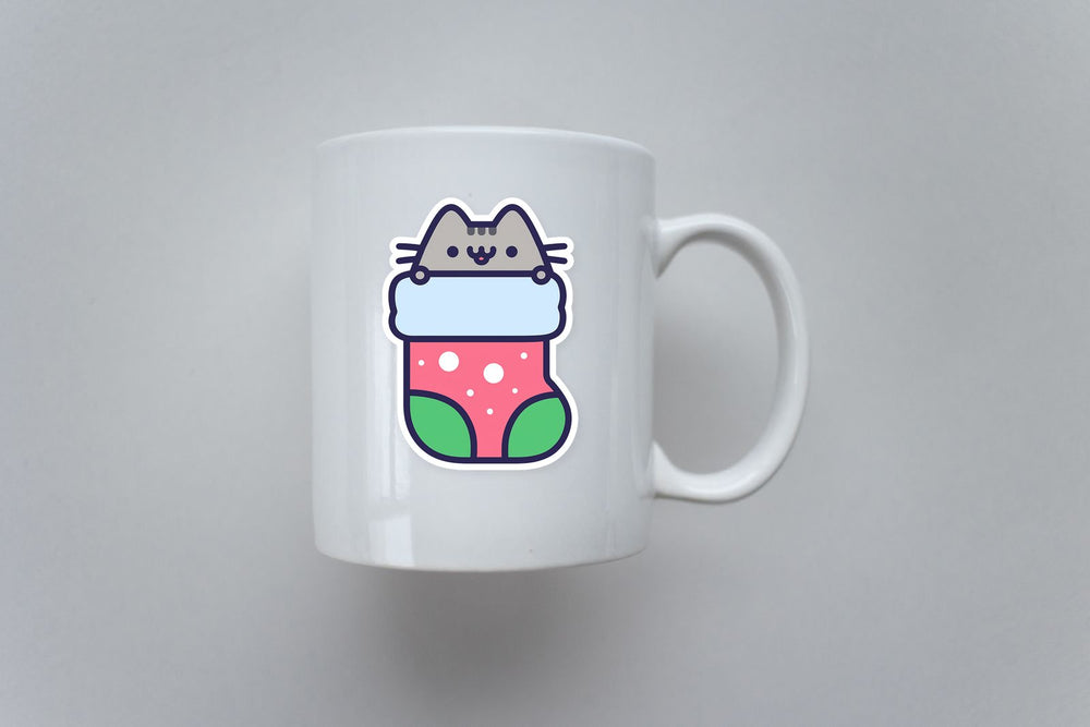 Pusheen Cat in Cozy Winter Socks Sticker