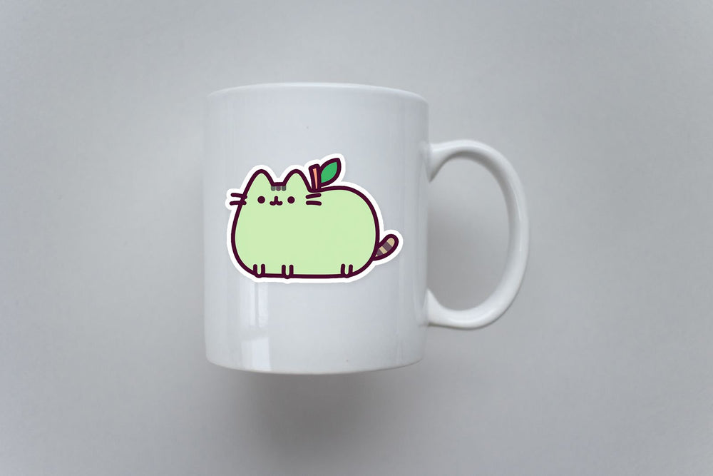 Mint Green Pusheen Apple Kawaii Cat Sticker