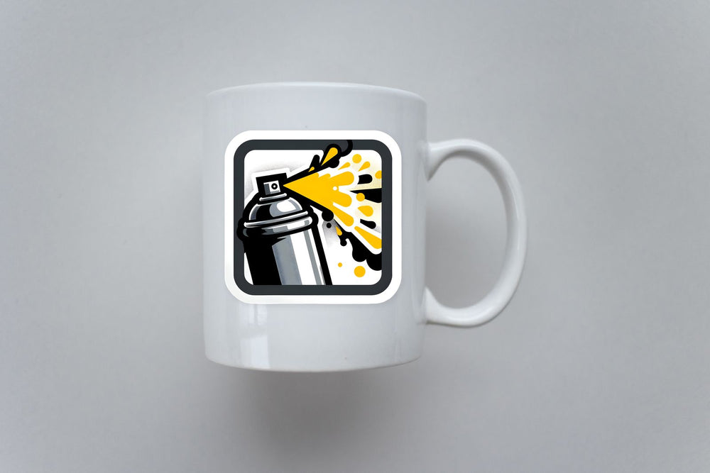 Yellow Spray Paint Can Sticker