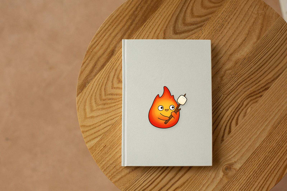 Calcifer Roasting Marshmallow Anime Sticker