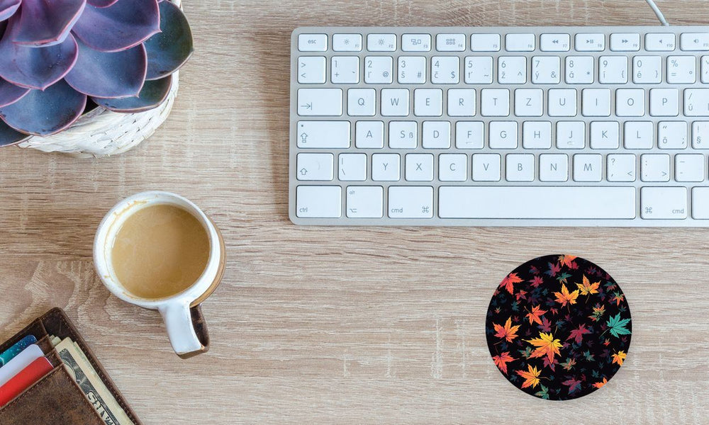 Falling Maple Leaves Round Sticker