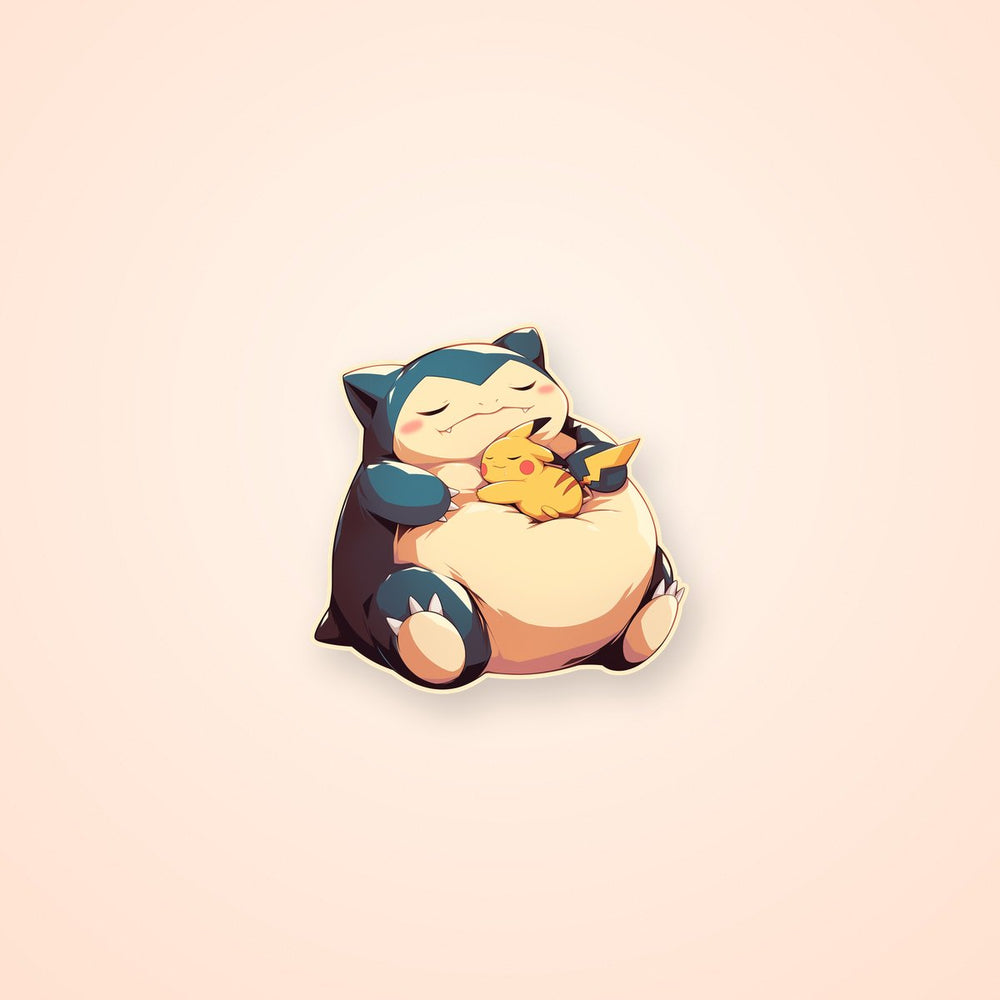 Cute Snorlax and Pikachu Sleeping Sticker