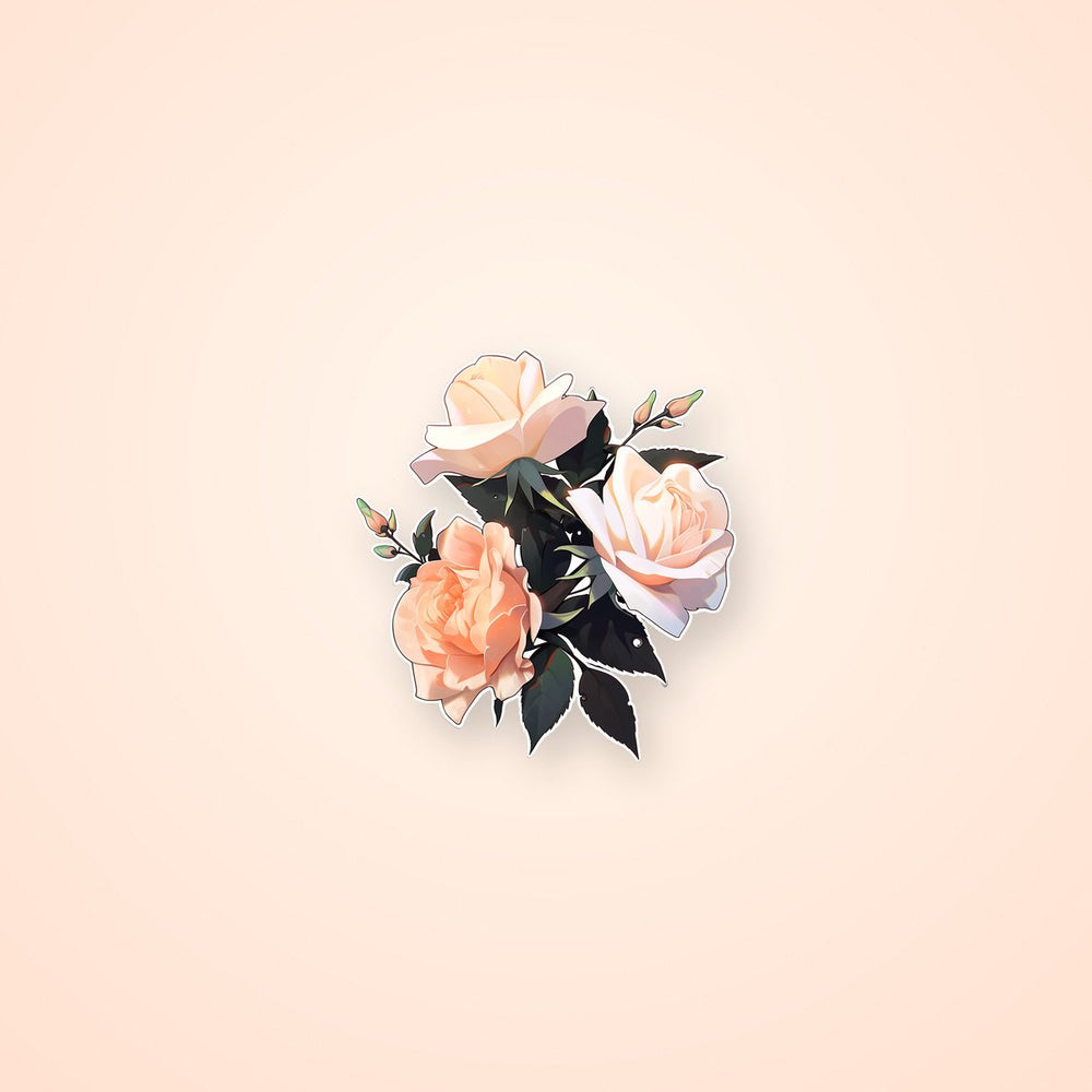 Three Peach Roses Sticker