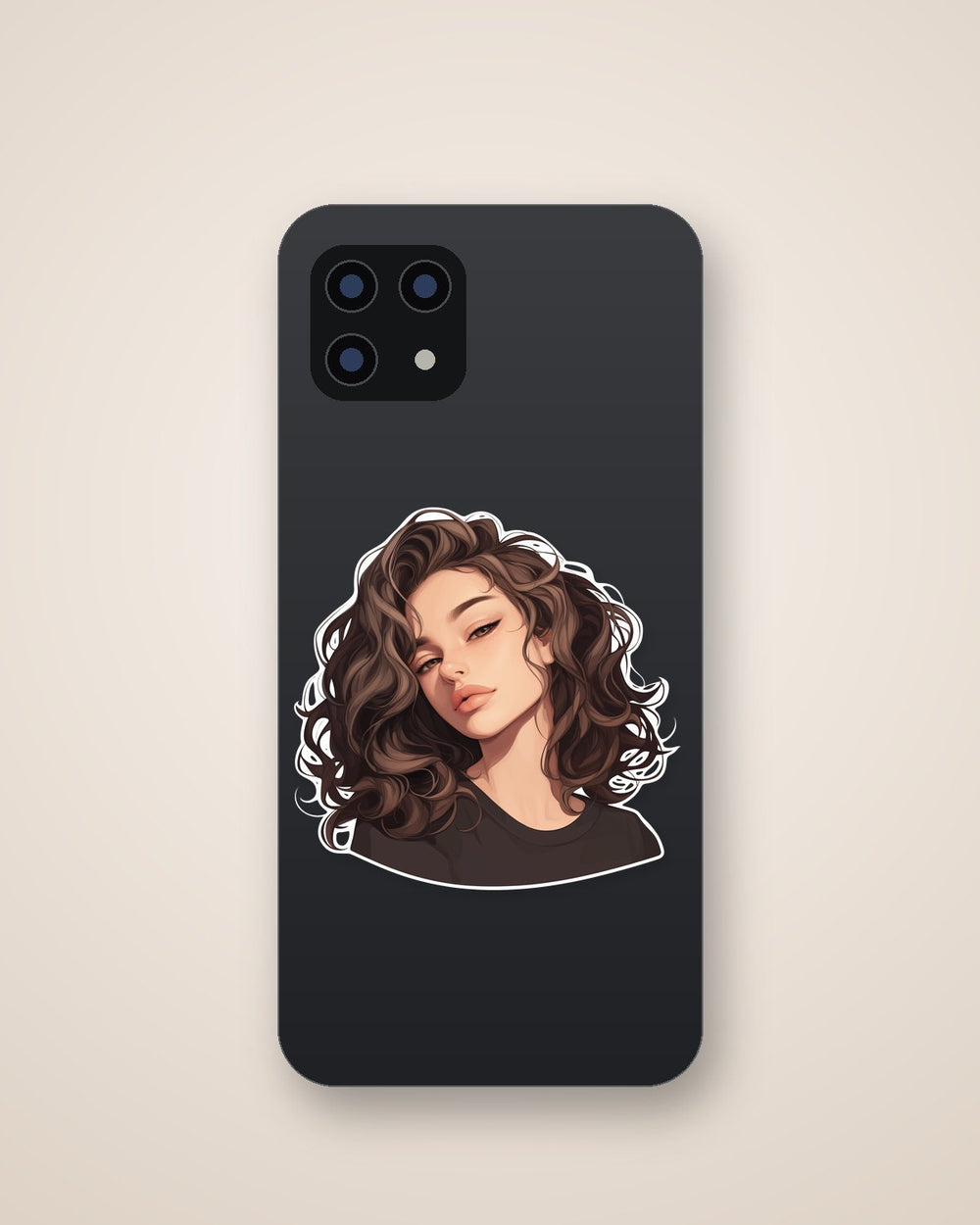 Curly Hair Girl Portrait Sticker