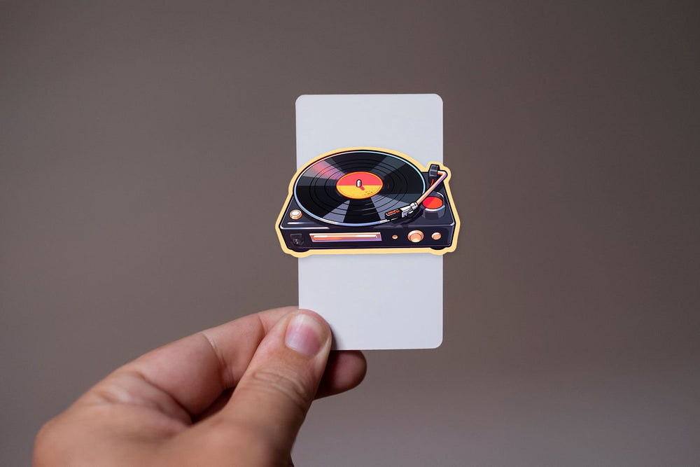 Vinyl Player Beige Stroke Sticker