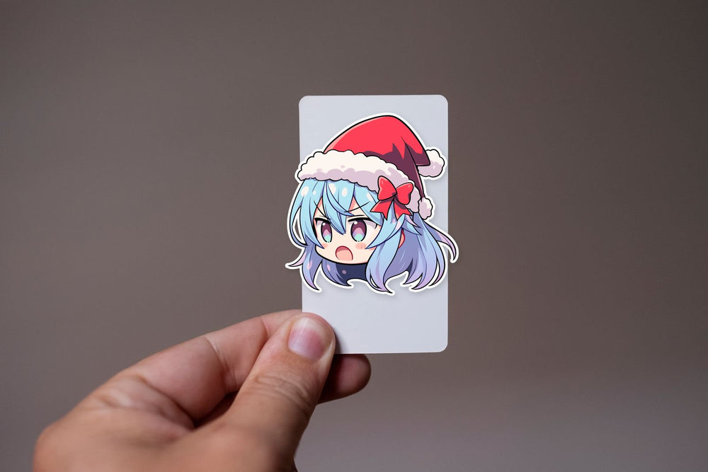 Cute Anime Girl with Santa Hat Sticker