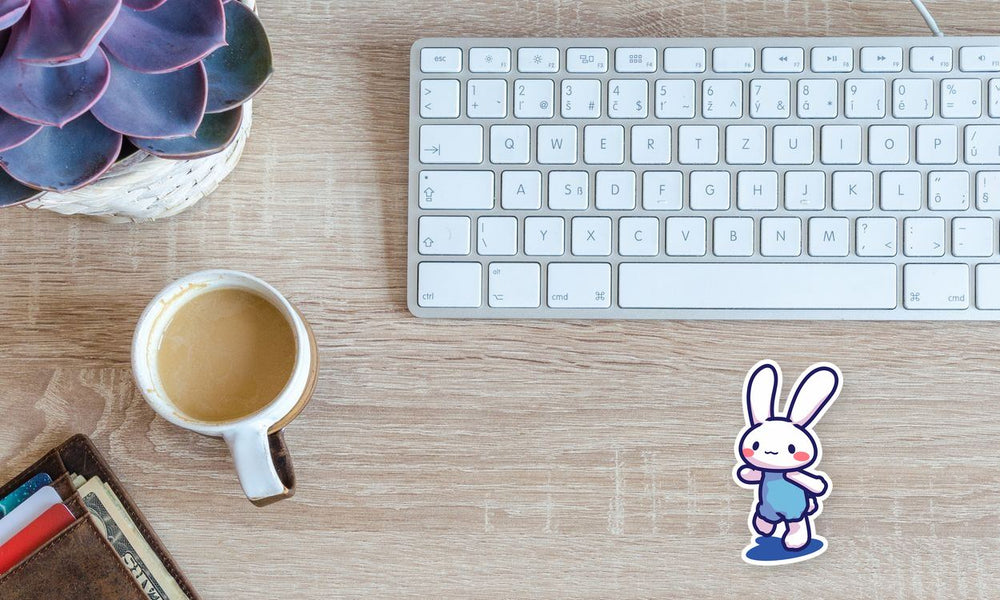 Cute Blue Bunny Kawaii Character Sticker