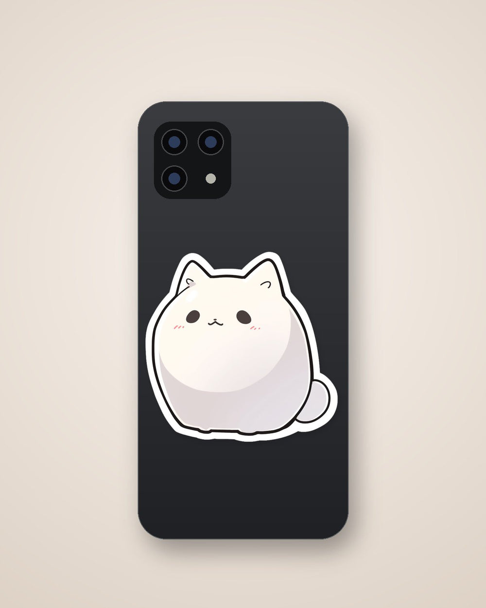 Simple White Kawaii Kitty Sticker