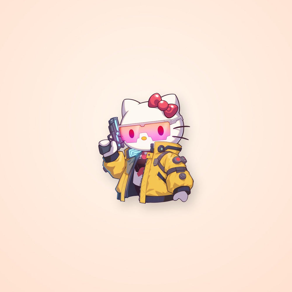 Cyberpunk Hello Kitty Gun Sticker