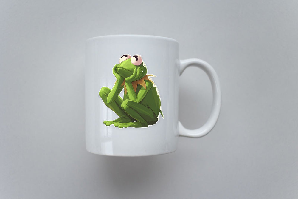 Kermit Frog Contemplating Meme Sticker