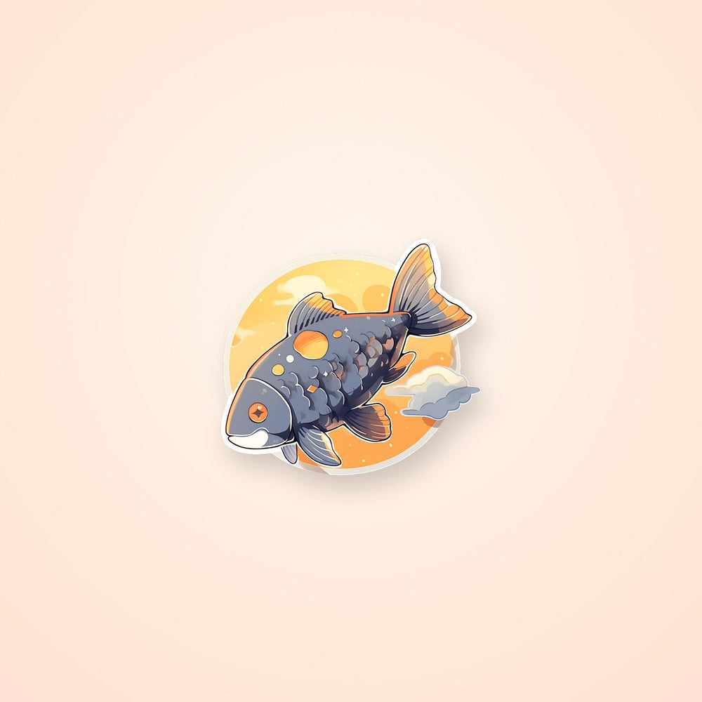 Gray Fish Against Moon Sticker