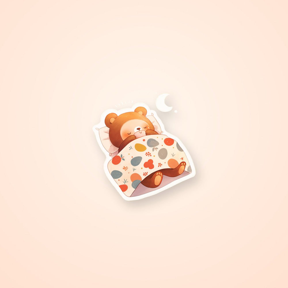 Sleeping Bear Under Blanket Sticker