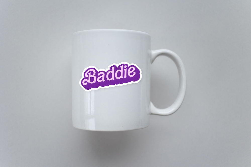Baddie Logo Purple Text Sticker