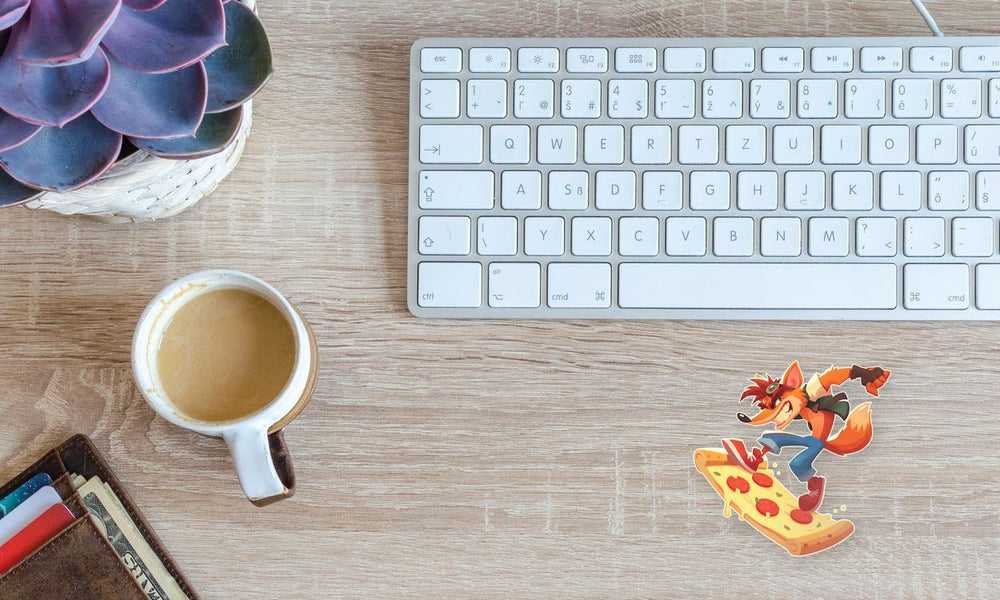 Crash Bandicoot Pizza Surfing Sticker
