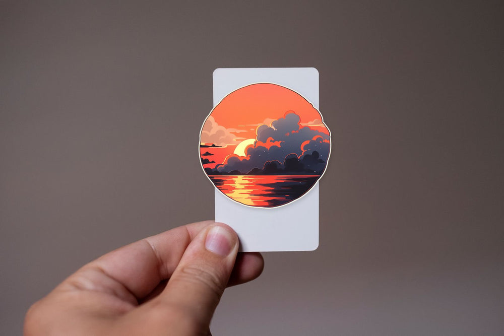 Orange Sea Sunset Round Sticker
