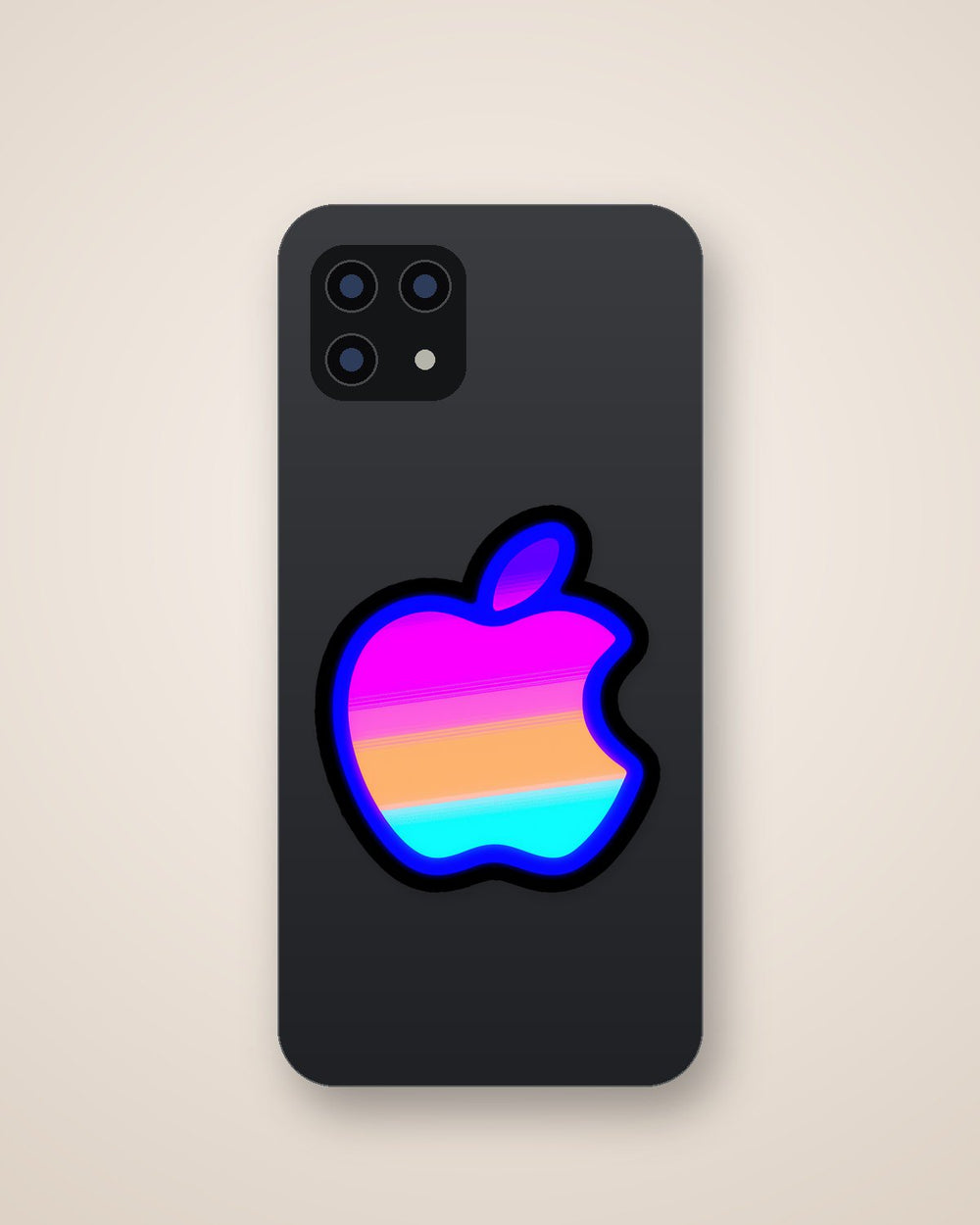Neon Gradient Apple Logo Retro Sticker