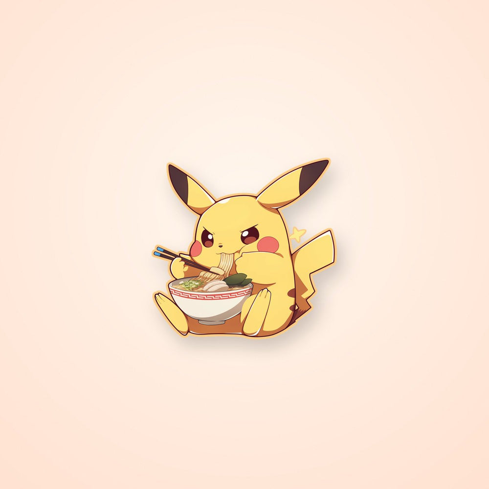 Pikachu Eating Ramen Sticker