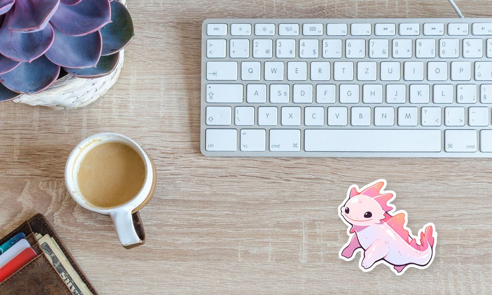 Pink Kawaii Axolotl Sticker