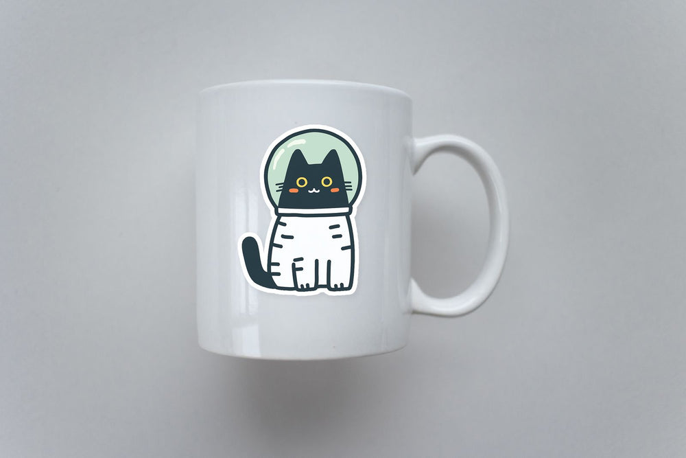 Cute Black Cat Astronaut Space Sticker