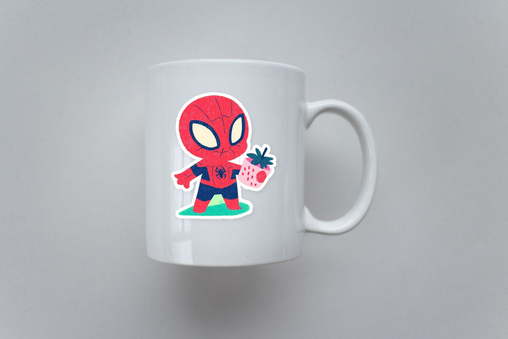 Kawaii Spider Man Strawberry Cup Sticker