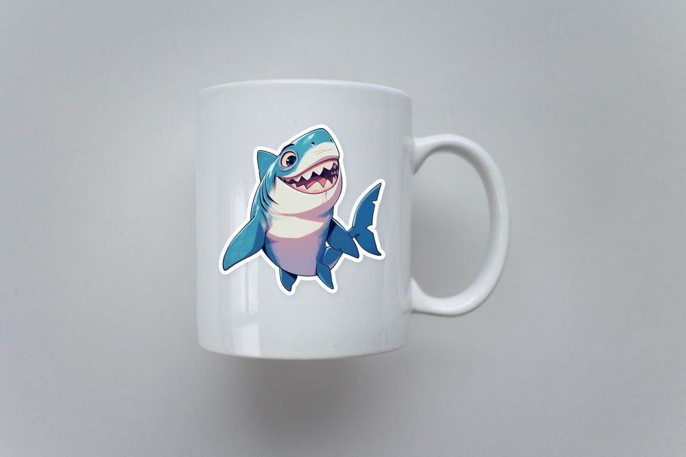 Happy Shark Cartoon Sticker