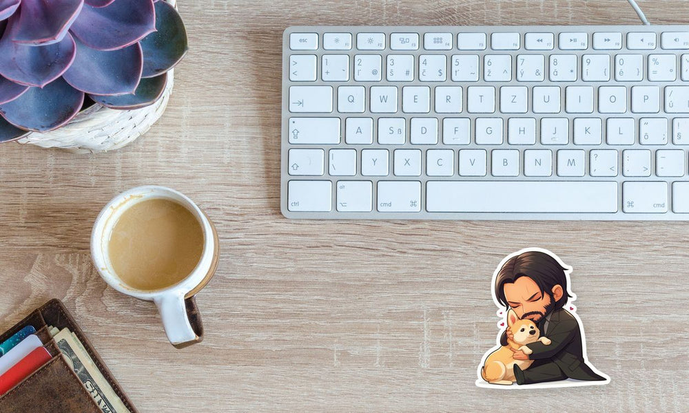 John Wick with Dog Chibi Sticker