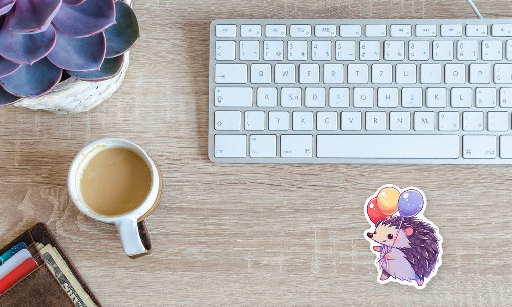 Cute Hedgehog with Balloons Sticker
