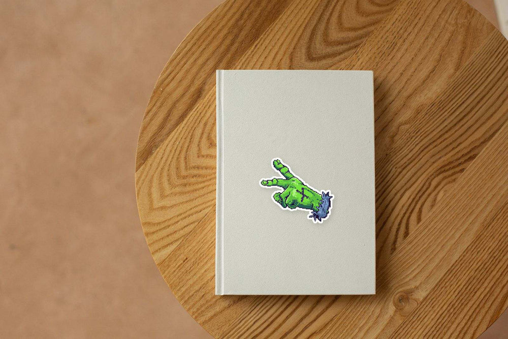 Pixel Green Zombie Hand Retro Game Sticker