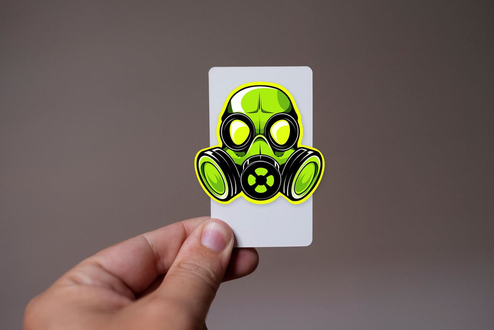 Toxic Gas Mask Green Stroke Sticker