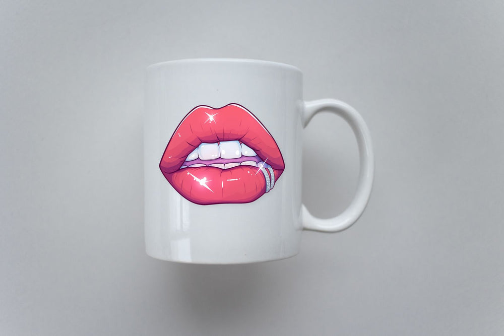 Baddie Glossy Pink Lips Bite Sticker