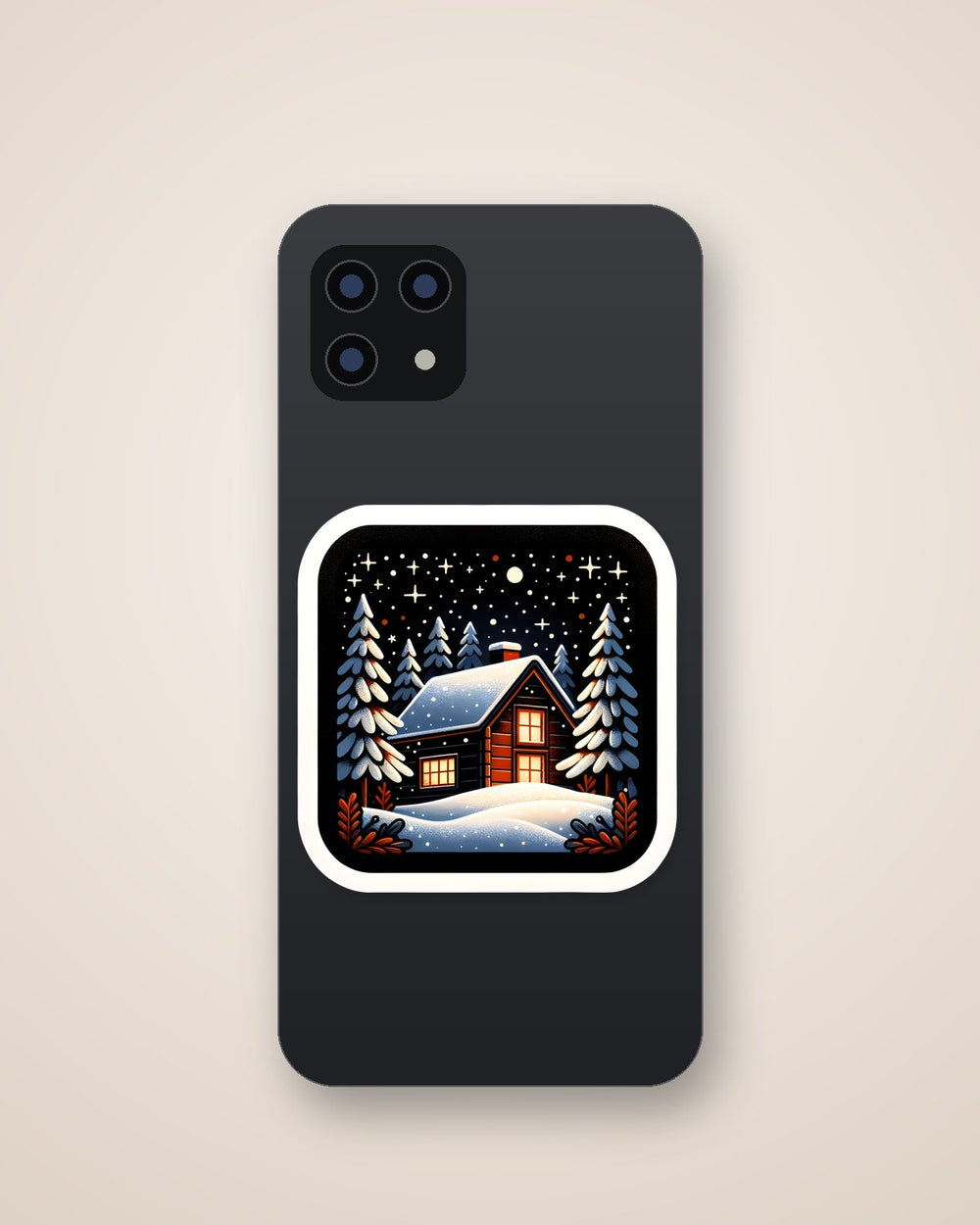 Winter House in Snowy Forest Sticker