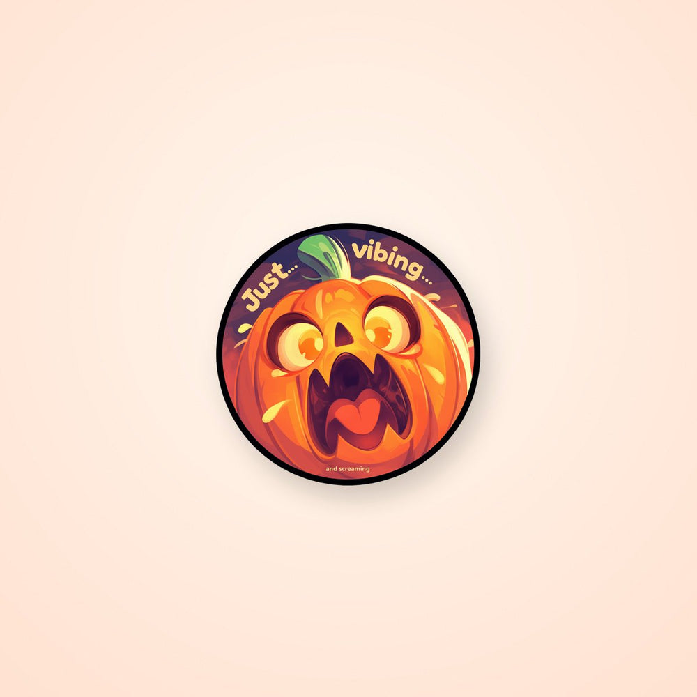 Scared Pumpkin Just Vibing Sticker