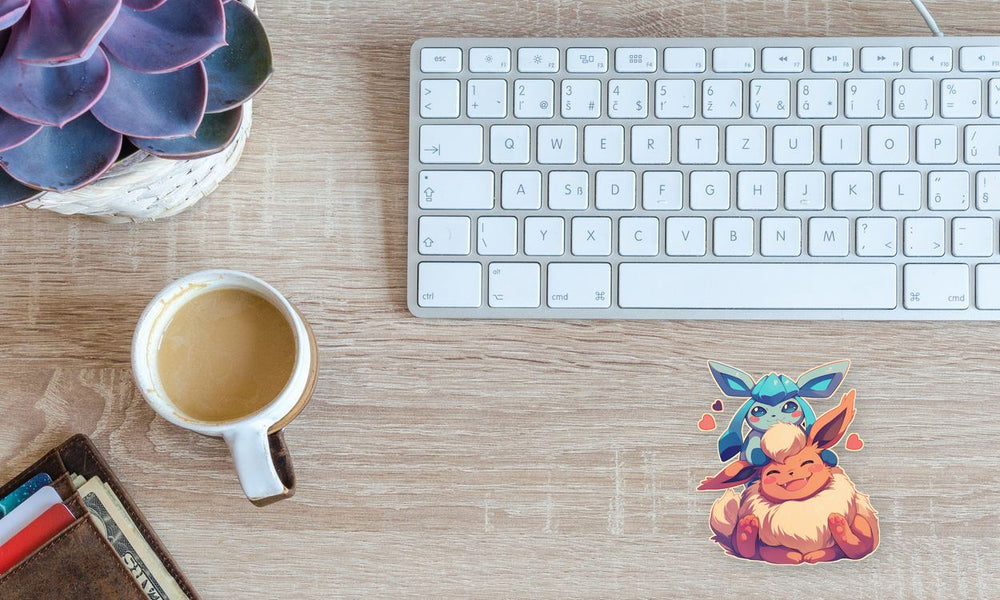 Glaceon and Flareon Cuddling Sticker