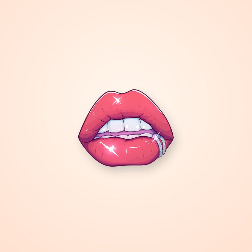 Baddie Glossy Pink Lips Bite Sticker