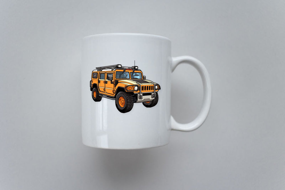 Orange Hummer H1 Cartoon Sticker