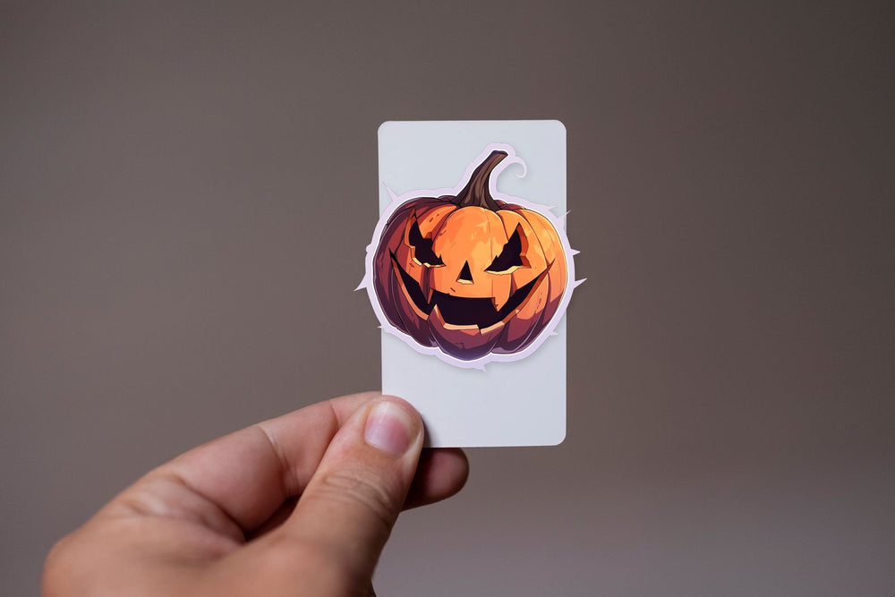 Halloween Scary Pumpkin Grey Stroke Sticker