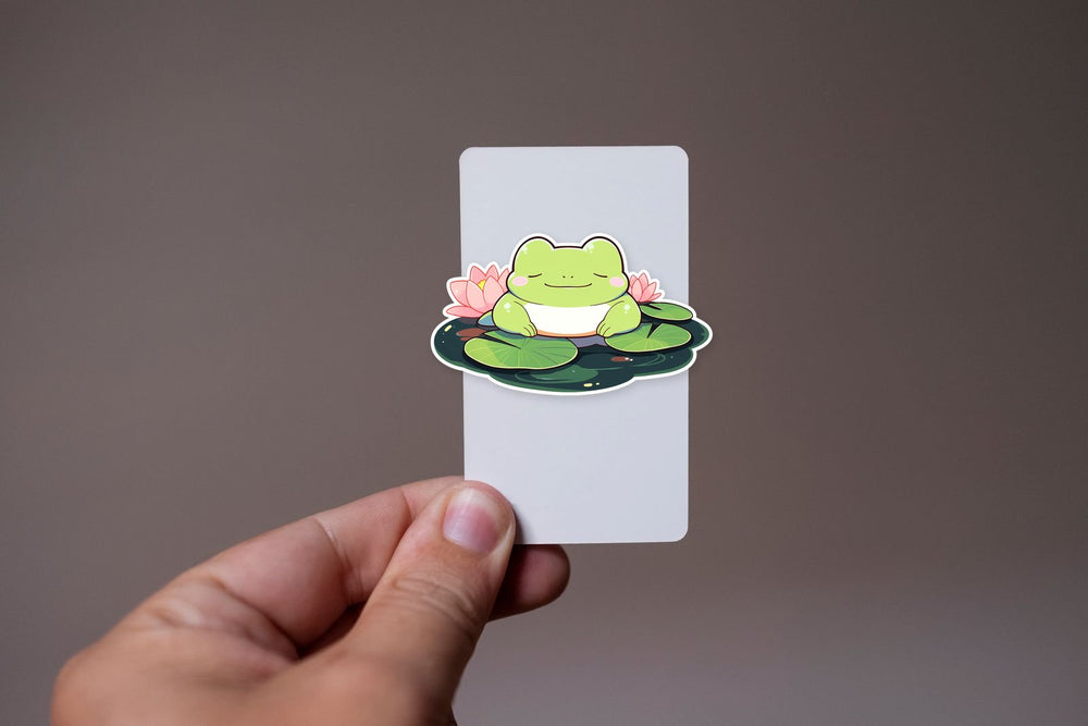 Cute Frog Sitting on Lily Pads Sticker