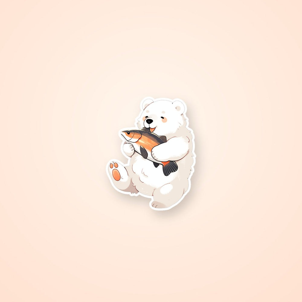 Polar Bear with a Fish Sticker
